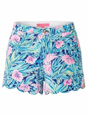 Lilly Pulitzer Callahan Scalloped Hem Shorts Tropical Floral Size 14